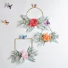 Decorative Flowers LuanQI Artificial Flower Hydrangea Eucalyptus Fake Plant With Gold Iron Metal Ring Wreath Garland Wedding Decorations