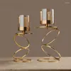 Kandelaars Noordse metalen kandelaar geometrische glazen houder Wind Lamp Winddichte stand Wedding Home Decoratie ornamenten FC481