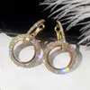 Hoop￶rh￤ngen 1Pair Trendy h￶gklassig elegant Crystal Round Gold Silver Rosegold Wedding Party for Woman Jewery Gifts