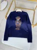Autumn and Winter 2027 Women's Sweaters New Women's Cartoon Embroidery Bears Round Neck Pullover Tr￶ja Shirt