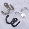 Ganci 2 set Gancio a doppia testa Appendiabiti montato a parete/porta con viti Nero/Argento/Bronzo antico Cappotto/Chiave/Borsa/Asciugamano/Cappello/Porta maschera 55 mm