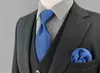 Blue Men's Tie and Pocket Square Set Extra Long Navy Silk Luxury 63 "Bröllopsgåva Formell J220816