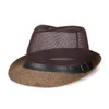 Bérets d'été lin respirant le chapeau de jazz de soleil petit soleil extérieur ceinture en cuir masculin Hawkins en feutre Cowboy western f59
