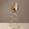 Kandelaars Noordse metalen kandelaar geometrische glazen houder Wind Lamp Winddichte stand Wedding Home Decoratie ornamenten FC481