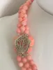 Chains Rare 3 Rows Lenght 17" 18" 19" 7-8mm Pink Coral Beads Necklace