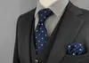 Cravatta da uomo blu e tasca quadrati set extra long blu navy lusso 63 "regalo di nozze formale J220816