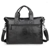 Briefcases Genuine Leather Briefcase Men Business Bag Laptop Tote Male Office Handbag Shoulder Bags For