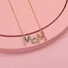 Pendant Necklaces 100pcs/Lot Fashion Children Jewelry Alloy Diamond MOM Letter Necklace Color Kids