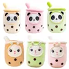 Kawaii Small -formaat Cartoon Bubble Tea Cup Peluche Toys grappig Boba kussen gevulde zachte aardbeien Panda Milk Tea Cushion Baby Gift GC1117