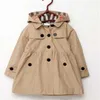 Lente Nieuwe Kinderkleding Herfst Meisje Prinses Jas Effen Kleur Medium Lange Single Breasted Trench Kids Meisjes Baby Bovenkleding