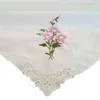 1 Pc Cotton Women Handkerchief Water Soluble Lace White Square Scarf Embroidery Small Handkerchiefs For Wedding Party Gift J220816