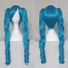 Mode Anime cosplay double queue de cheval clipVocaloid perruque bleu foncé perruque