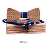 Linbaiway Luxuja de madeira lenço de gravata borboleta poço de punho de madeira
