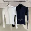 Fashion Knitwear Long Sleeve Pullover Autumn Winter Knitted Shirts for Women Black White