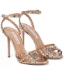 Элегантная летняя текила кожаная сандалия обувь женские ремешки дизайна хрусталя с сексуальной леди на высоком каблуке свадебное свадебное свадебное eu35-43 обувь