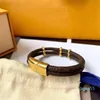 Charm Bracelets Designer Letters Gold Ladies Mens Double Leather Buckle Lock