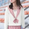 Conjuntos de ropa, uniforme escolar JK, traje japonés ortodoxo Kansai, falda plisada de primavera universitaria de manga larga, marinero bordado para mujer