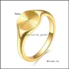 An￩is de casamento An￩is de casamento Carve Wave For Women Girl Packable Sunshine Ring Signet Signet Dome Party Acess￳rios BFF Giftwedding Dhcmf