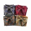 Linbaiway mode grote bogen zakdoek set voor mannen formeel pak bruiloft paisley bow tie pocket squy custom j220816