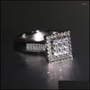 An￩is de casamento Ringos de casamento Moda Square Design Mulheres anel para engajamento bling cz pedra de luxo feminino acess￳rios de dedo Party je dhh6g