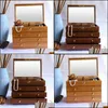 Jewelry Pouches Bags Jewelry Pouches Bags Luxury 4Layer Wooden Organizer Box Mtifunctional Display Earrring Watch Ring Casket For G Dhdxg