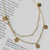 Choker Titanium Steel Plated 18k Gold Color Daisy Flower Double Layer Halsband Pendant Light Luxury CollarBone Chain Party Gift Jewelry