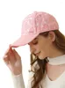 Bollkåpor vår sommarens höst bomull baseball cap kvinnor spets jacquard toppade ungdom söt rosa hatt 3d tredimensionellt mönster