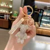 Keychains 5.5cm Creative net red diamond bear keyring lovely lady delicate car pendant bag hanging ornaments fashion 3D key chain designer