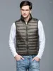 Coletes masculinos de inverno de inverno pato down colet jackets untra leves roupas para homens para 2022 casaco de roupas de mangueira de 2022 outono outono 90% preto