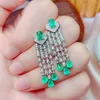 Stud Natural Emerald Jewelry 925 Sterling Silver Created Green Gemstone Dangle Earrings Ring for Women039s Gift 2210229691168