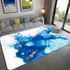 Tapis Tapis de marbre bleu abstrait 3D pour salon Tapis de style nordique à côté de la table Chaise rectangulaire Tapis Absorption d'eau Plancher de bain