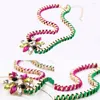 Choker Multicolor Crystal ClaVicle Halsband Kvinnor Modesmycken Guld F￤rg V￤vt rep Kedjor Rhinstone Flower Pendants Halsband Gift