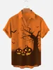 Camisas casuais masculinas Camisa masculina Jack-O-Lantern Skull Print 3D para Men Street Party Short Hawaiian Top