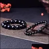 Bangle Bangle Natural Lucky Obsidian Stone Buddha Beads Bracelets Couples Exquisite Fashion All-Match Elastic For Men And Womengle D Dhsot