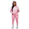 Kvinnors träningsdräkter Huvdesigner Kvinnor 2 -stycken Set Fleece Thick Outfits långärmad sportkläderbyxor Sweatsuit Pullover Tights K10186