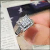 An￩is de casamento Ringos de casamento Moda Square Design Mulheres anel para engajamento bling cz pedra de luxo feminino acess￳rios de dedo Party je dhh6g