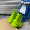 2022 Femmes Rain Rubber Boots Fashion Beauty Geary Chaussures Rubber Sole Plateforme imperméable Boot de cheville PVC VAMP avec boîte