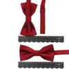 4 st slipset set Solid Bordeaux Navy 8cm Tie Bowtie näsduk manschettknappar polyester mäns kostym bröllop fest das tillbehör j220816