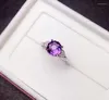 Cluster-Ringe, natürlicher Amethyst-Ring, 925er Silber, der Preis ist geeignet. Kaufen Sie Werbeartikel