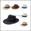 Wide Brim Hats St Weaving Sun Hat Summer New Pattern Formal Men And Women Big Cowboy Wide Brim Caps Black Fashion Drop Delivery 2022 Dhrre