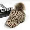 Ball Caps Женщина девочка Leopard Baseball Hat Осень зимняя норка для волос Snapback Pom