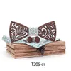 Linbaiway Modne męskie drewniane bowtie chusteczki mankiety ustawione z pudełkiem drewniane łuk ślub Noeud Papillon Hombre Pajarita J220816