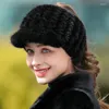 Ball Caps Lady Mink Hat Warm Woven Winter Sky Top Leisure Berretto coreano