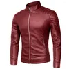 Men's Jackets 2022 Brand Men's Fashion Trend Motorcycle Collar Zipper PU Leather Jacket