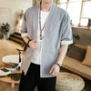 Etnische kleding 4 Color Chinese top solide traditionele voor mannen oversized linnen shirt tangpak retro tai chi