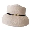 Chapeaux à large bord coréen couleur bonbon concave top abat-jour chapeau femme printemps été crème solaire paille ceinture en métal boucle mixte colorpot marée