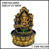 Outils d'artisanat Outils d'artisanat Cadeaux d'artisanat d'art Jardin de maison Statue hindoue de Ganesha faite à la main Fontaine d'eau intérieure Décorations de paysage aquatique LED Dhgnp