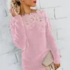 Women's Sweaters Sexy Floral Lace Hollow Sweater Plus Size Long Sleeve Solid Color Top Pullover 2022 Fashion