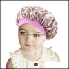 Bonnet / Crâne Caps Enfants Impression Bonnet De Nuit Pastèque Dot Bow Motif Satin Large Bande Bonnet Bébé Mode Mignon Bonnet Confortable Dhqd7