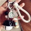 Anahtarlıklar Koreli yaratıcı sevimli çizgi film severler simülasyon 1 gram kahve fincanı yıldız baba dokuma ip çan araba anahtar çanta kolye reçine kauçuk